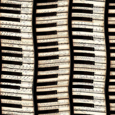 Vivace Beige Piano Keys Fabric Yardage