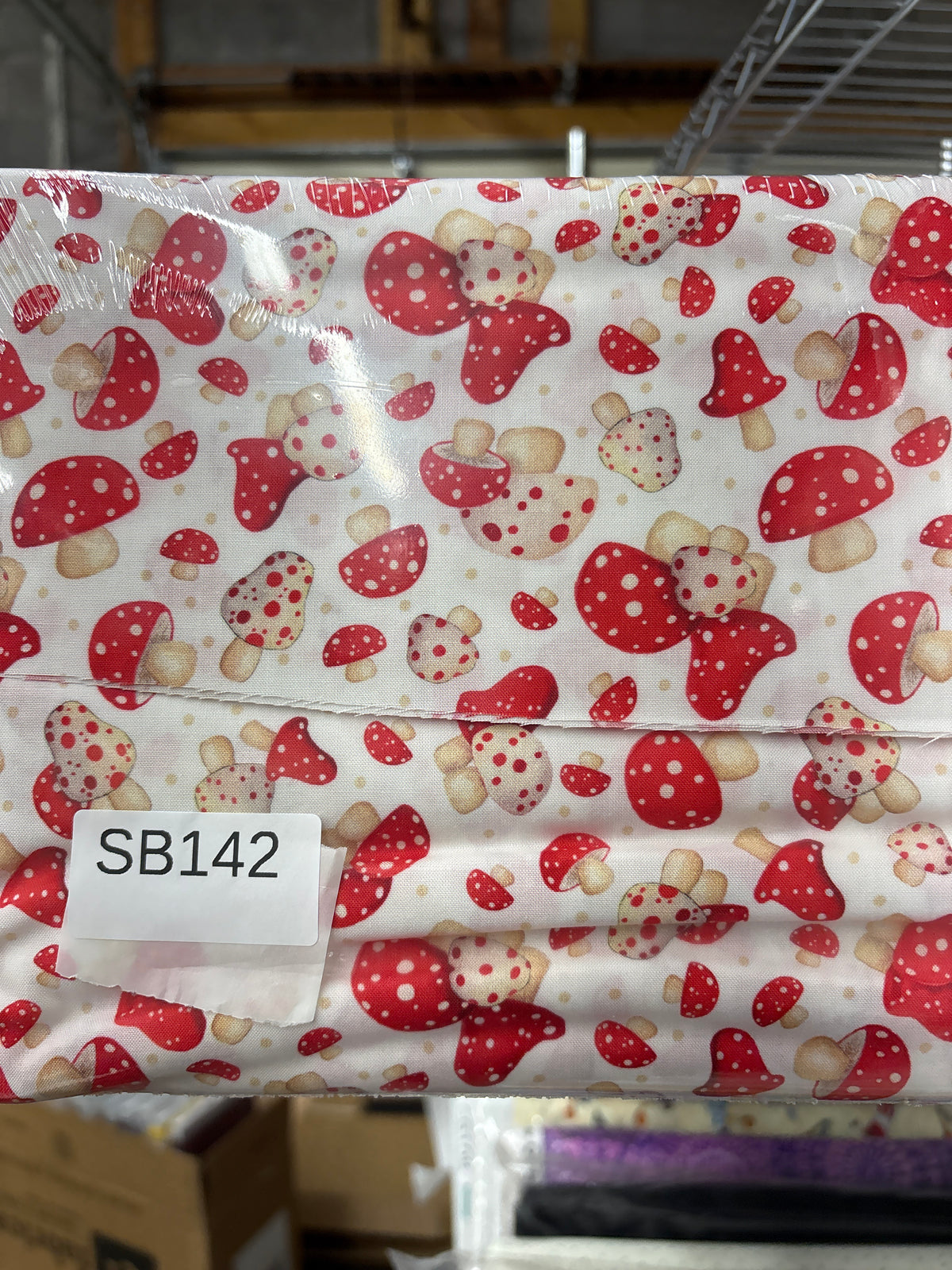 Gnome for the Holidays White Mushrooms quilting fabric short bolt 4 yards