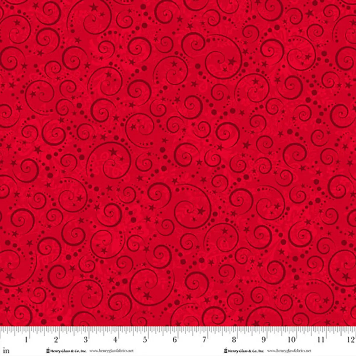 Scandinavian Holiday Red Swirls Fabric Yardage