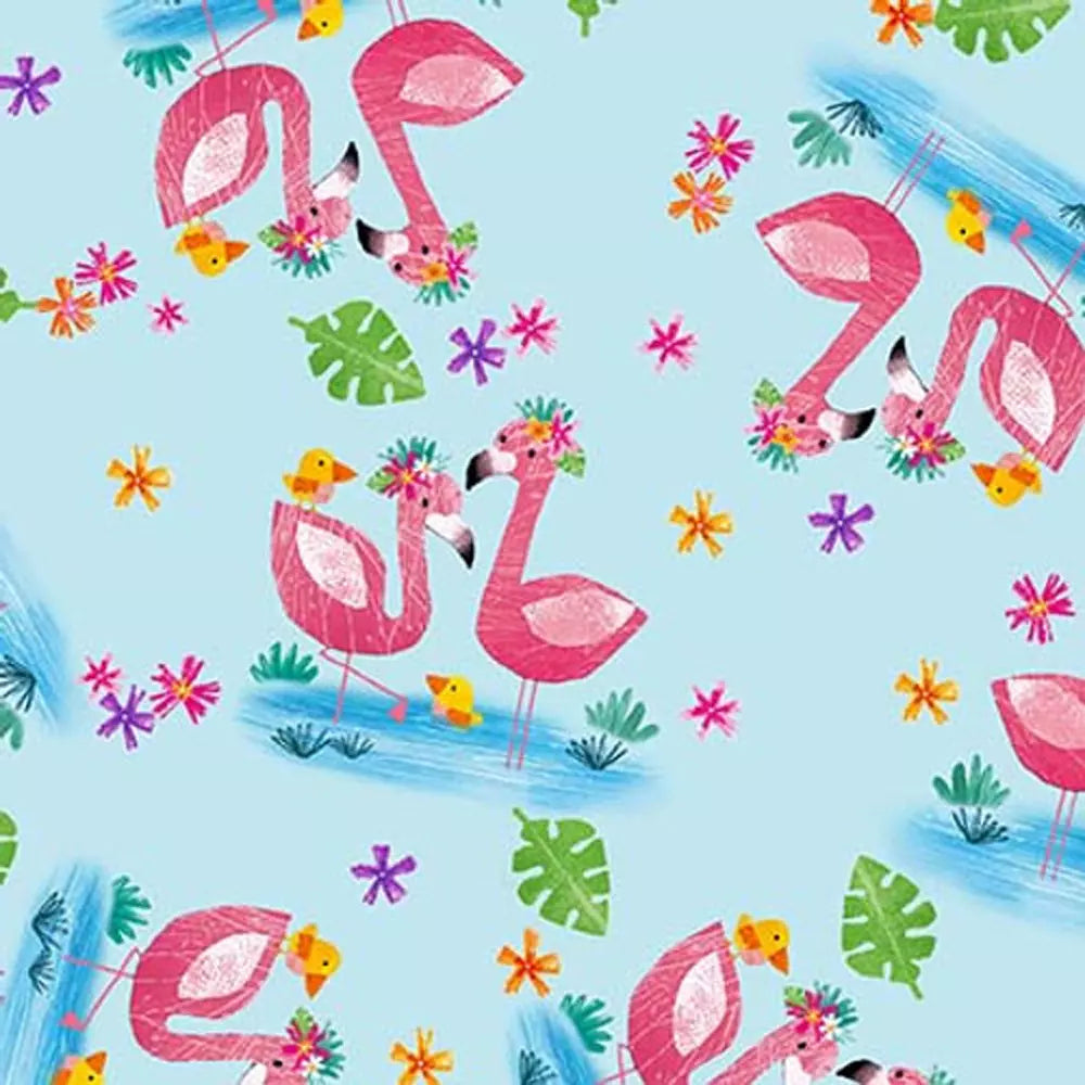 Zoo Crew Soft Blue Flamingos Fabric Yardage