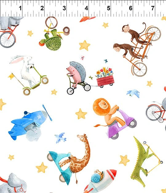 On the Go Multi Tossed Animals Fabric Yardage