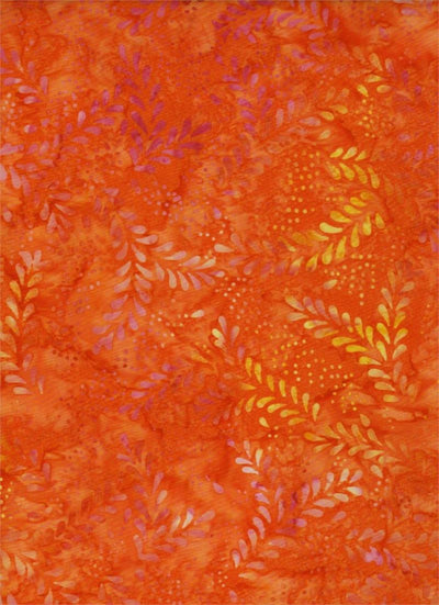 Remnants of Summer Orange Sprig Batik Fabric Yardage