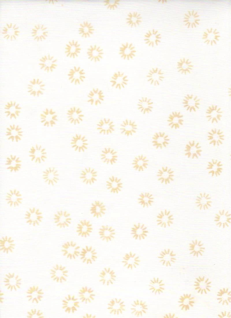 Remnants of Summer Gold Stars on White Batik Fabric Yardage by Batik Textiles