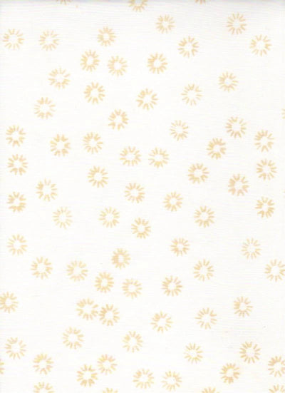Remnants of Summer Gold Stars on White Batik Fabric Yardage