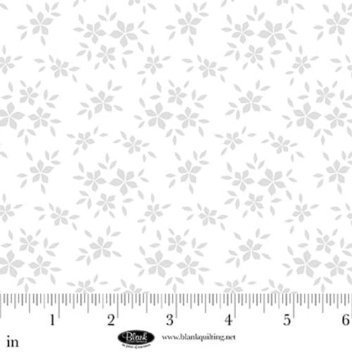 Morning Mist IX Flowers White on White Fabric Yardage