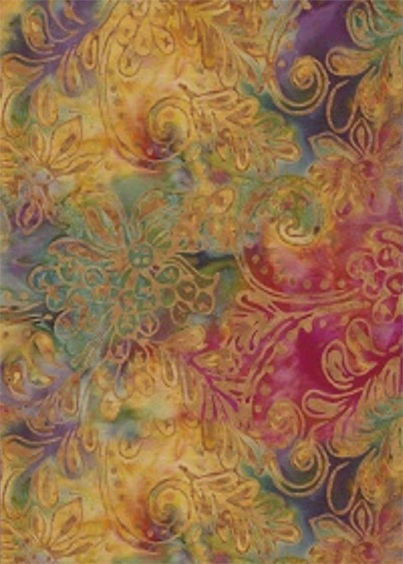 Color Envy Multi Flower Fronds Batik Fabric Yardage
