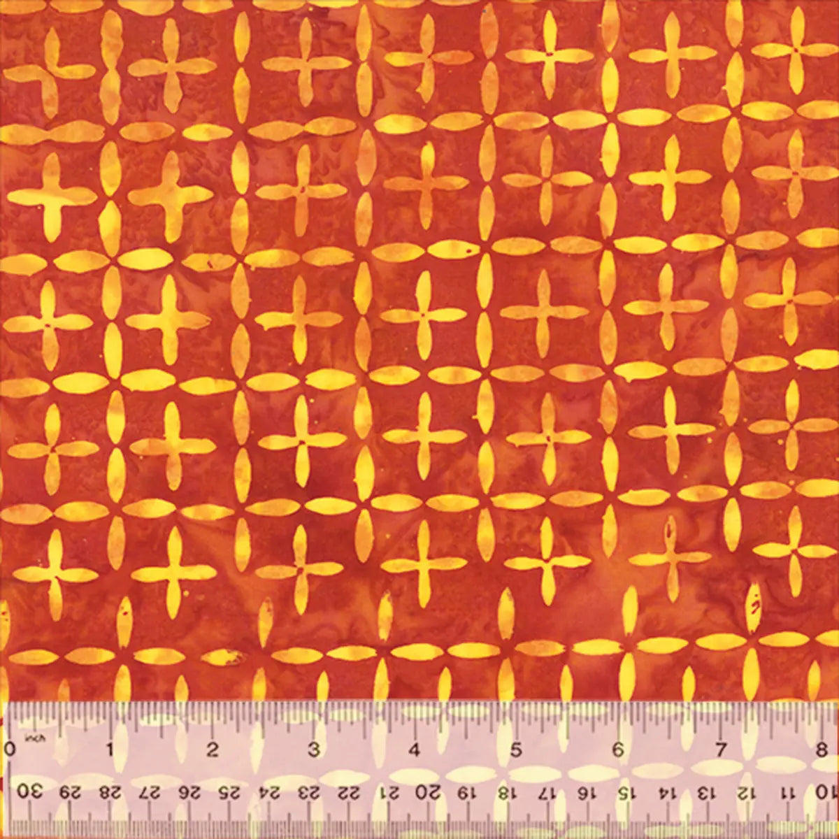 Quiltessentials Splendor Blood Orange Intersection Batik Fabric Yardage