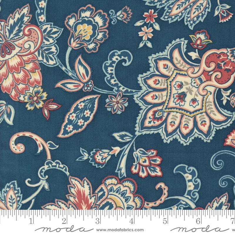 Sandalwood Indigo Fleur Paisley Fabric Yardage