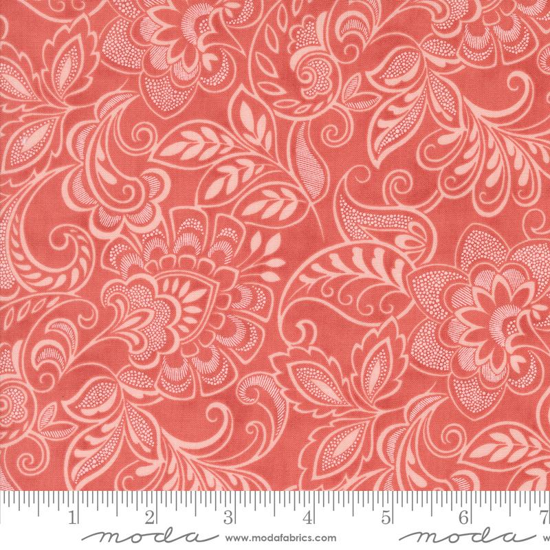 Muse Scarlet Floral Damask Fabric Yardage