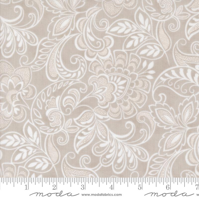 Muse Stone Floral Damask Fabric Yardage