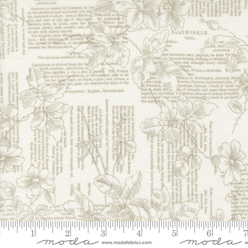 Muse Porcelain Flowers and Words Toile Fabric Yardage