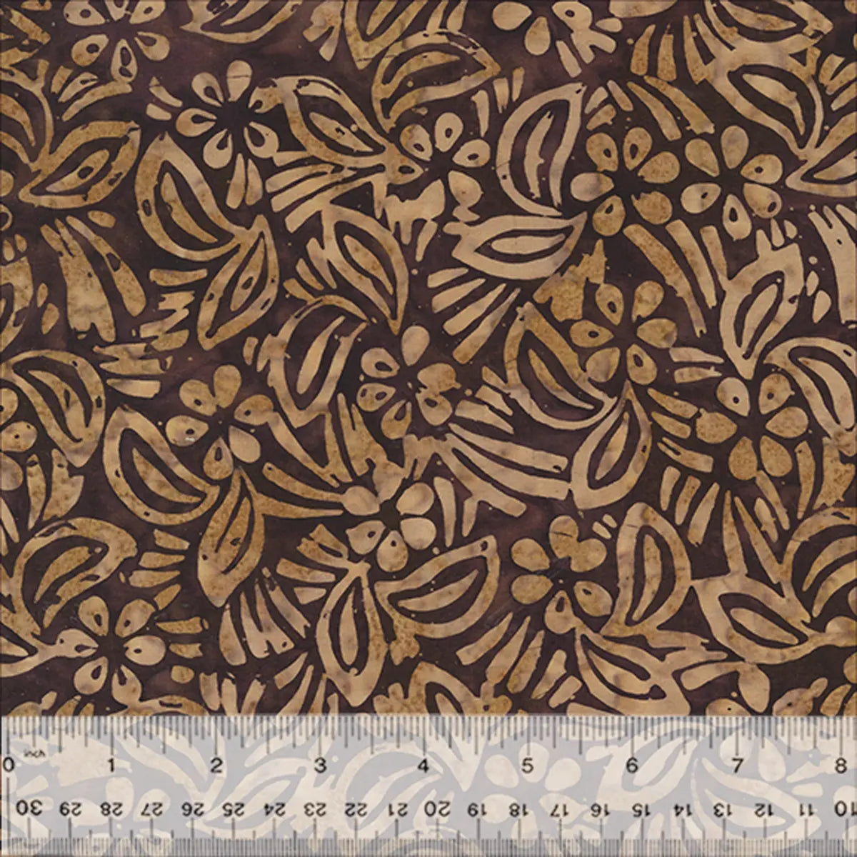 Quiltessentials Splendor Mocha Hibiscus Batik Fabric Yardage