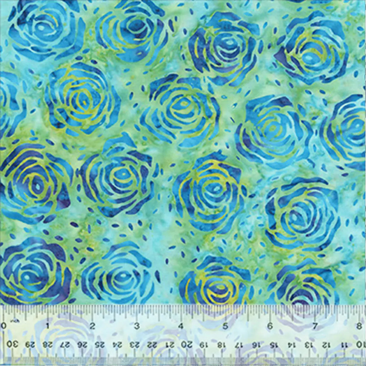Quiltessentials Splendor Aquamarine Roses Batik Fabric Yardage