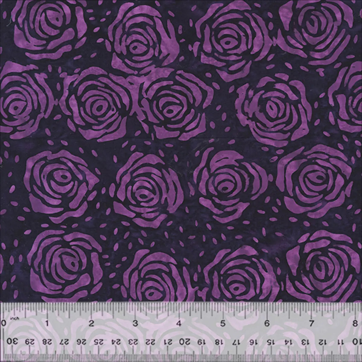 Quiltessentials Splendor Eggplant Roses Batik Fabric Yardage