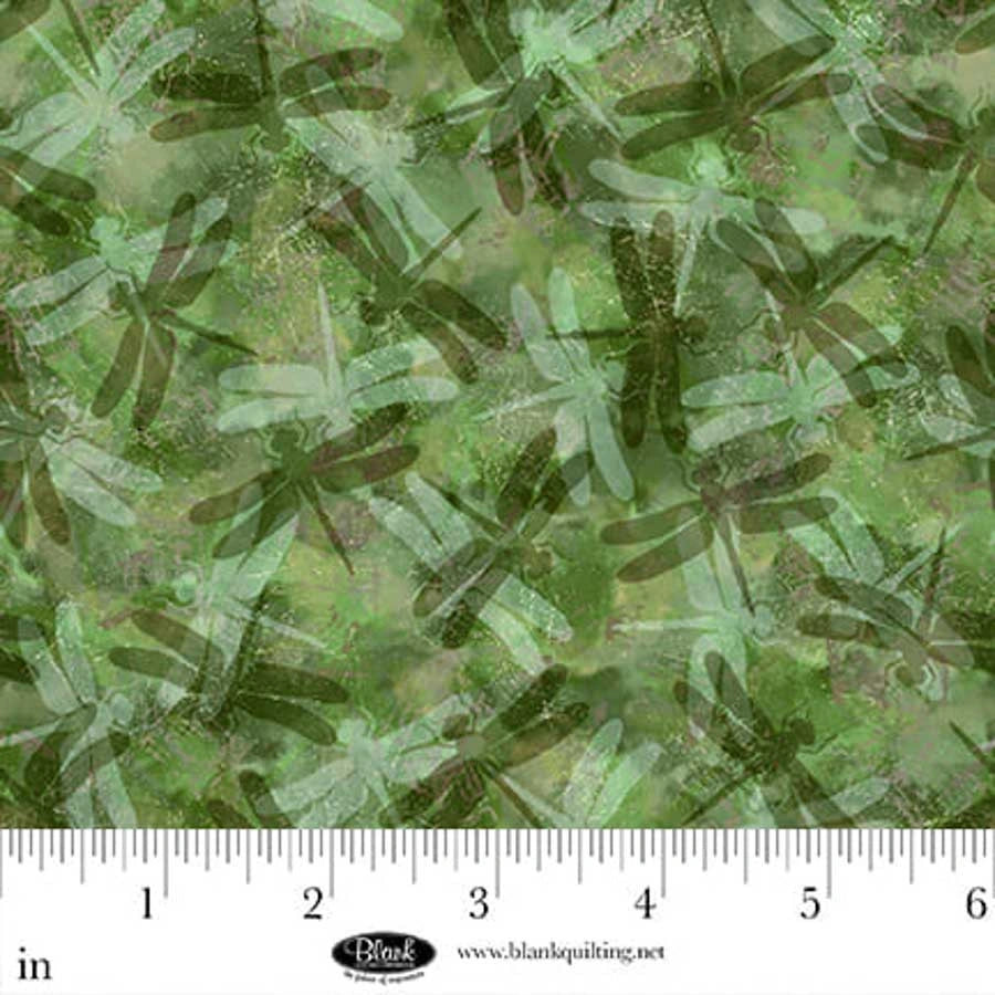 Enchanted Canopy Green Dragonfly Collage Fabric Yardage - quilt fabric for sewing and quilting projects