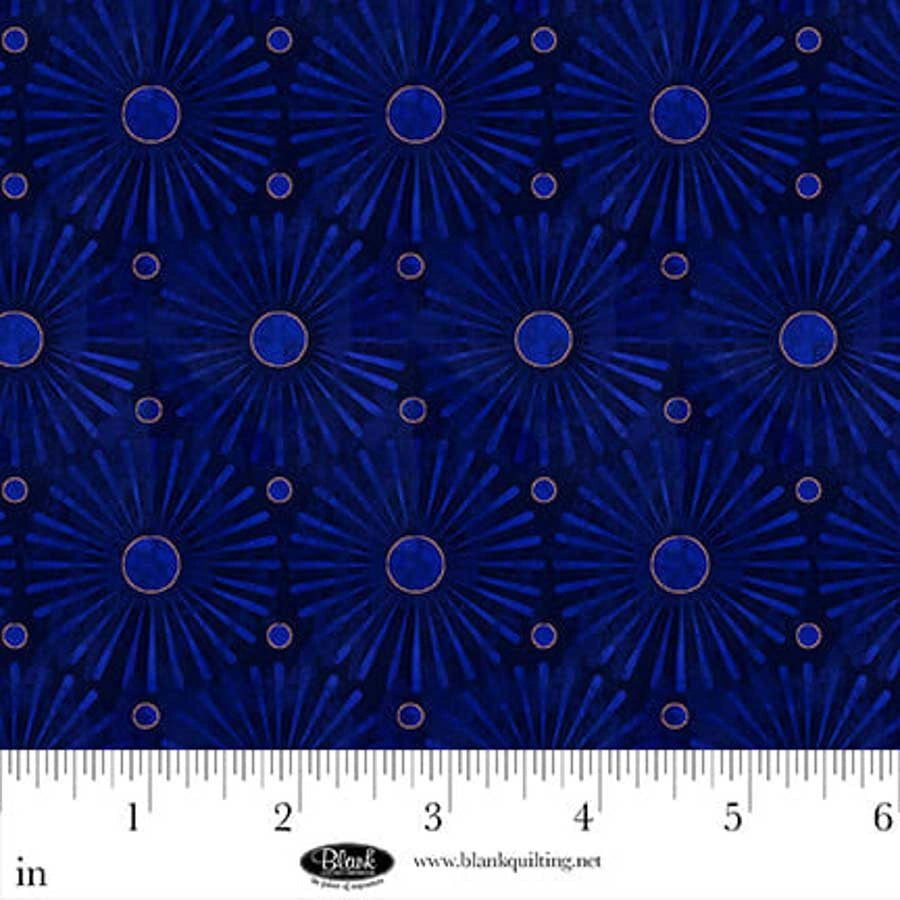 Cameo Appearance Navy Sunbursts Fabric Yardage - quilt fabric for sewing and quilting projects