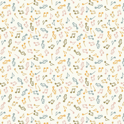 Nursery Rhyme Time Ivory Music Notes Fabric Yardage