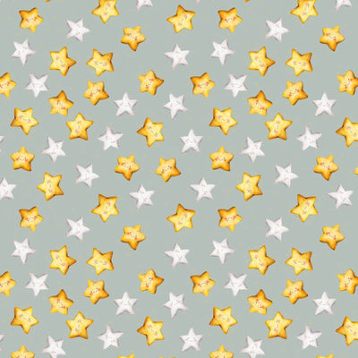 Nursery Rhyme Time Slate Stars Fabric Yardage