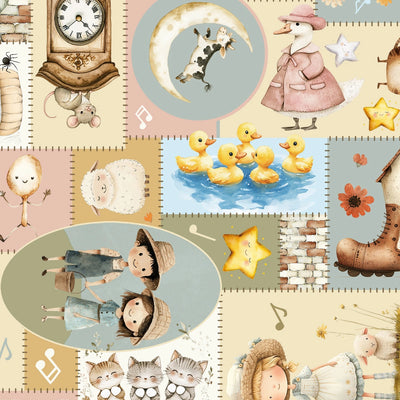 Nursery Rhyme Time Ivory Blocks Fabric Yardage