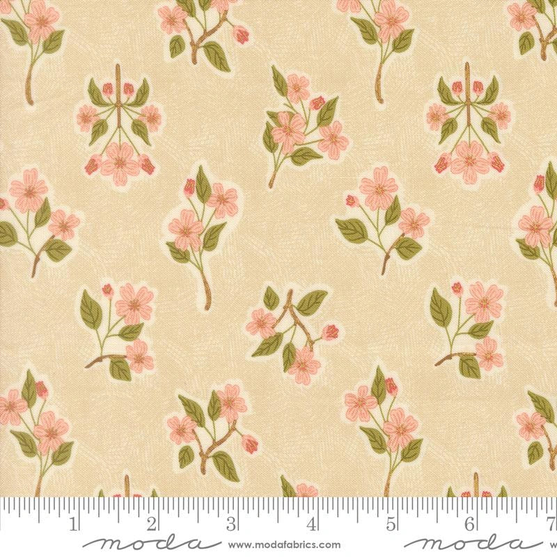 Ladybug Whimsy natural apple blossom metallic cotton fabric yardage