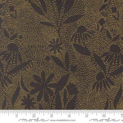 Ladybug Whimsy Midnight Outlines Florals Metallic Fabric Yardage