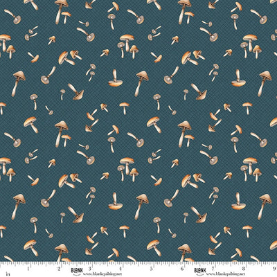 Wild and Free Navy Tossed Mushrooms Fabric Yardage
