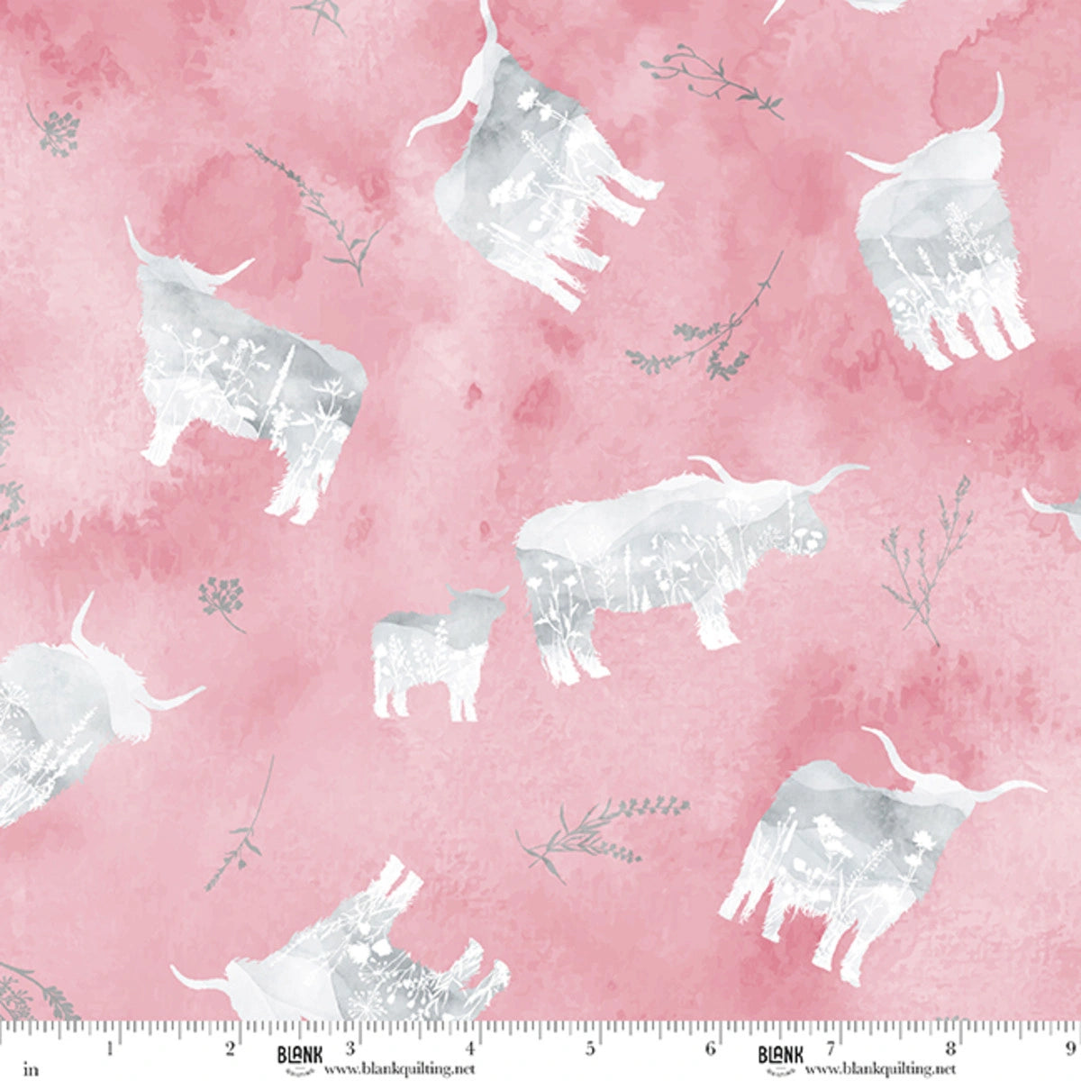 Deja Moo flamingo highland silhouette fabric yardage quilting cotton