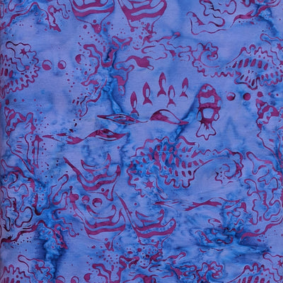 Bahari Purple Sea Horses Batik Fabric Yardage