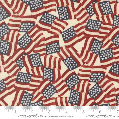 America 250 Years Parchment Waving Flags Fabric Yardage