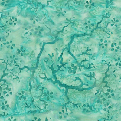 Butterfly Dreams Aqua Small Flower Batik Fabric Yardage