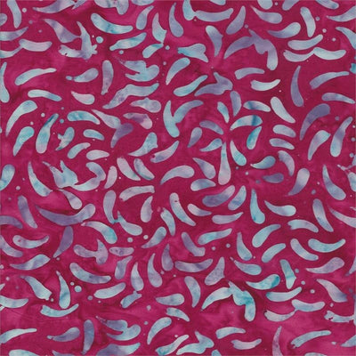 Cotton Candy Blue Teardrops on Magenta Batik Fabric Yardage