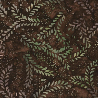 Mountain Solace Brown Sprig Batik Fabric Yardage