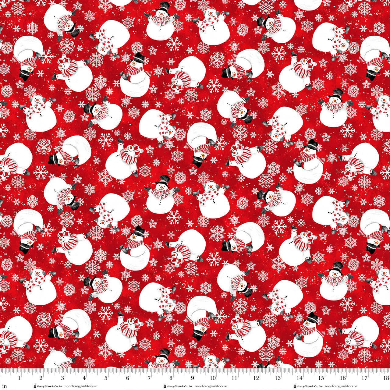 Snow Crew Snowflakes Tossed Snowmen Flannel Quilt Yardage