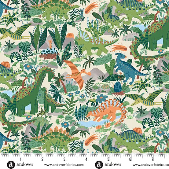 Prehistoric Cream Paradise Fabric Yardage
