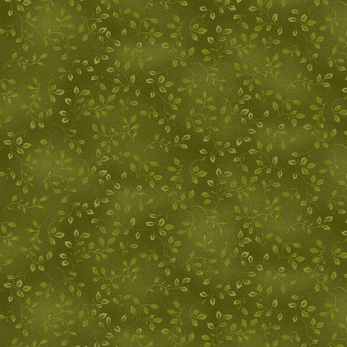 Folio Basics Dark Olive Leaves Fabric Yardage