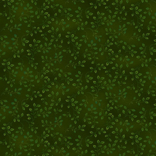 Folio Basics Dark Green Leaves Fabric Yardage