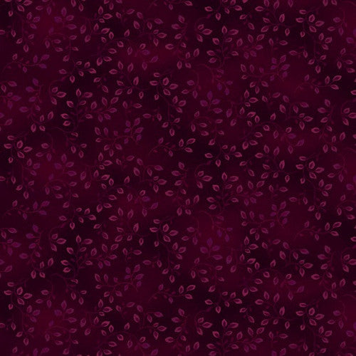 Folio Basics Aubergine Leaves Fabric Yardage