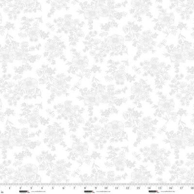 Best of Cream & Sugar White on White Delicate Floral Fabric Yardage