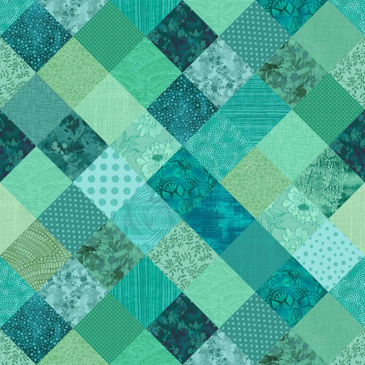 Meow Mix Teal Cheater Patch Fabric Yardage at Quilted Joy