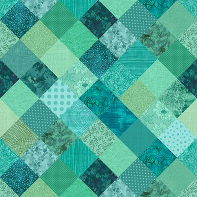 Meow Mix Teal Cheater Patch Fabric Yardage