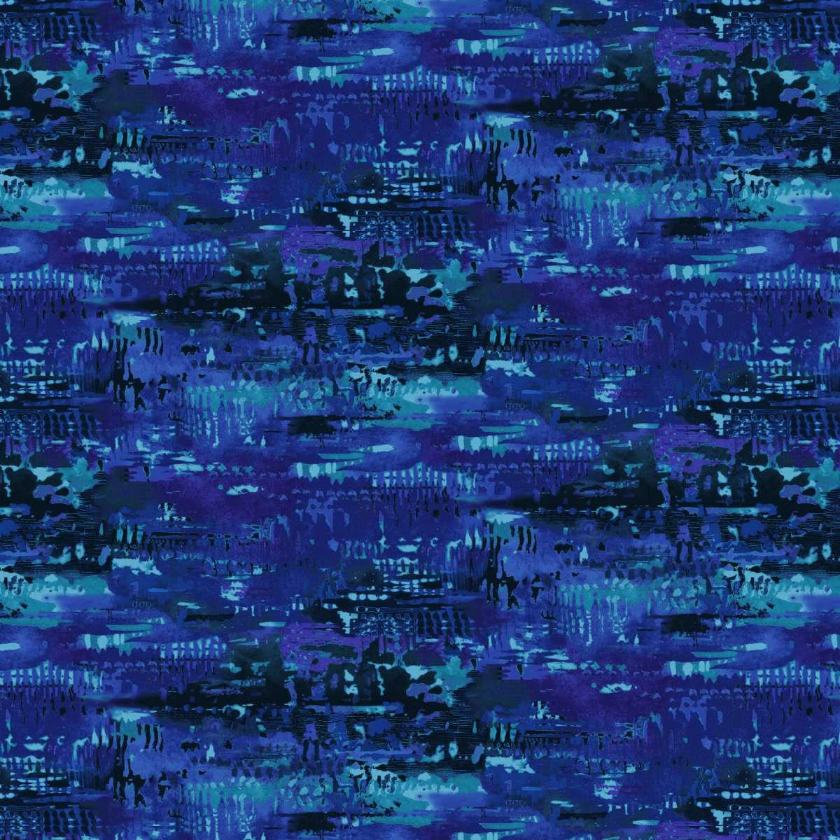 Meow Mix Dark Blue Thick Paint Fabric Yardage at Quilted Joy