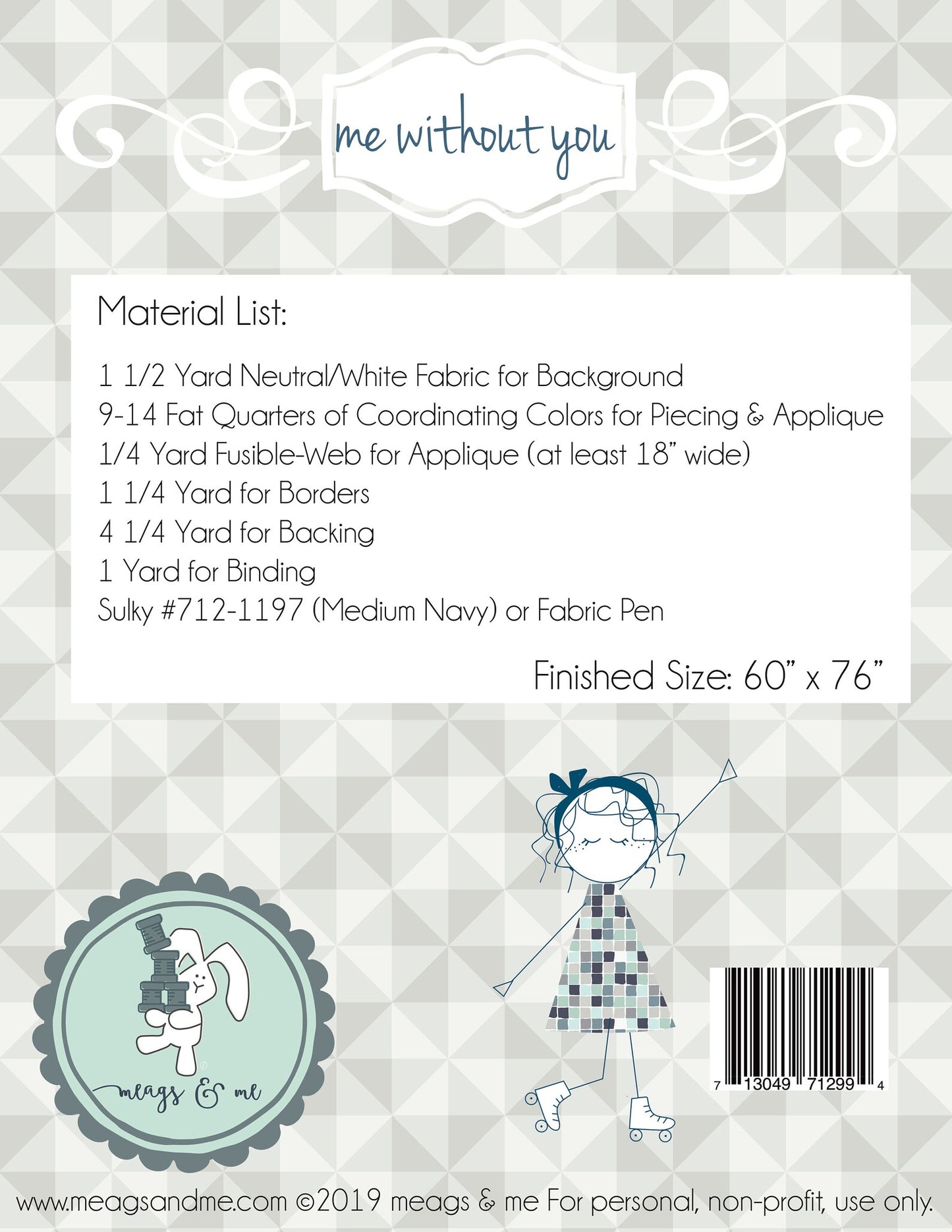 Me Without You Quilt Pattern