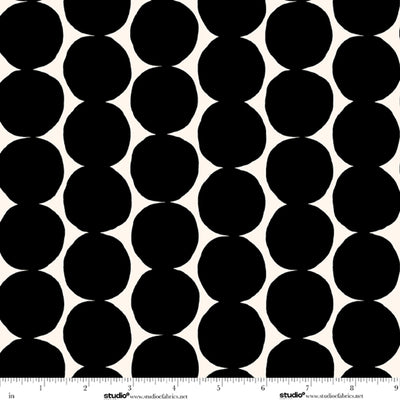 Monochrome Muse Ebony on Porcelain Large Dot Stripe Fabric Yardage