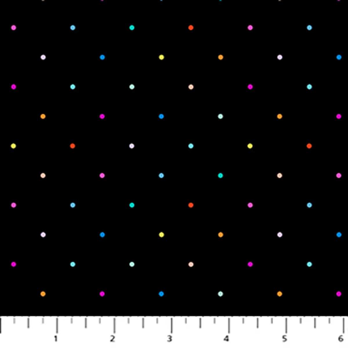 Dusk Colored Dots on Black Fabric Yardage