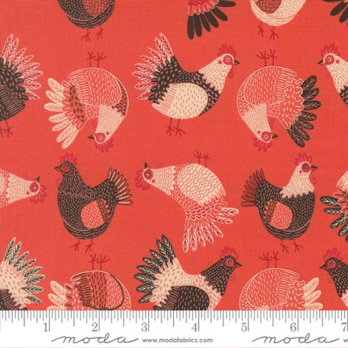 The Henhouse Tossed Chickens Novelty Tomato Fabric Yardage - quilt fabric for sewing and quilting projects