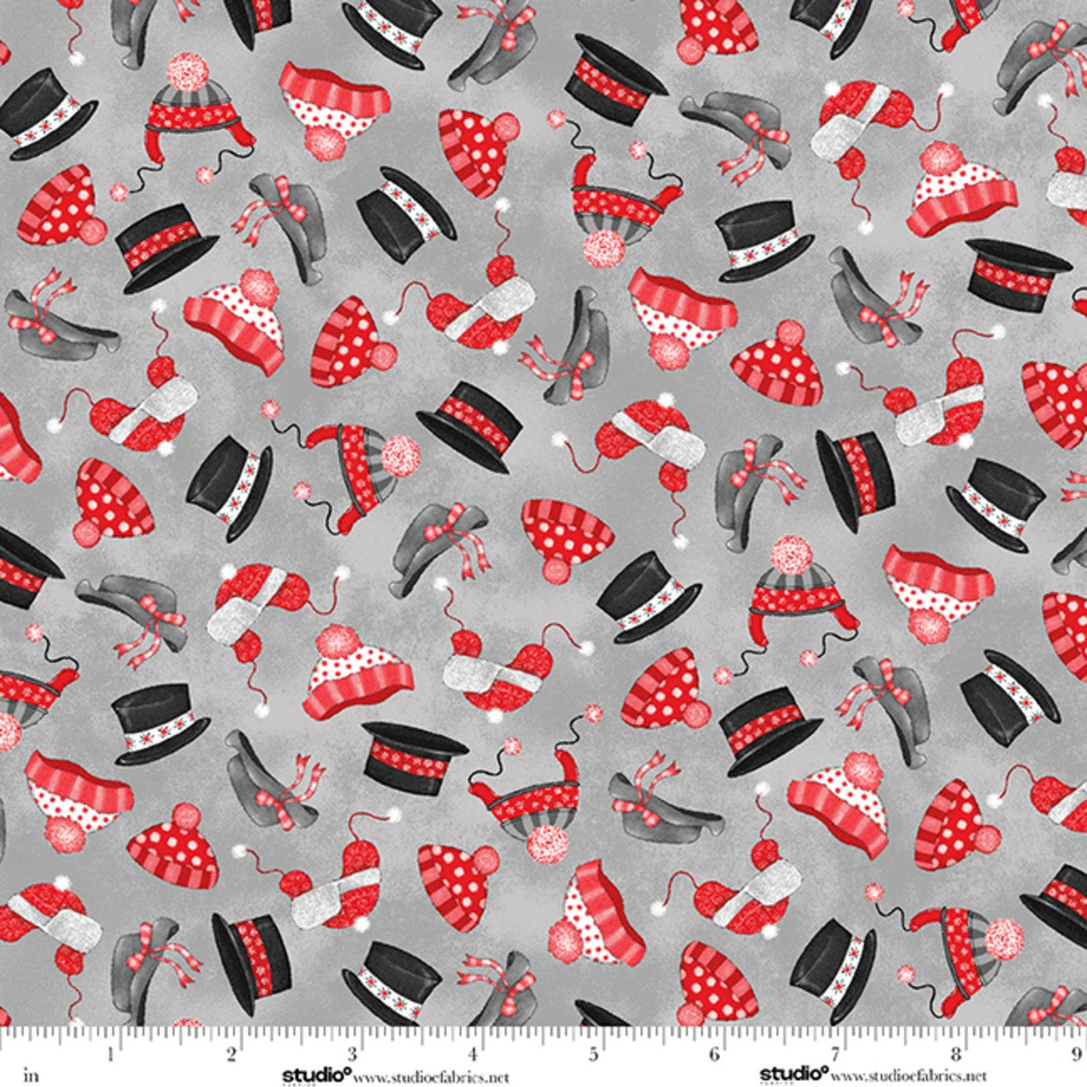 The Cool Club Storm Hat Toss Flannel Fabric Yardage by Studio E - winter hat print flannel