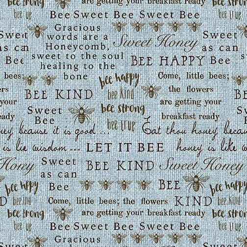 Word Happy Blue Fabric Yardage - quilt fabric for sewing and quilting projects