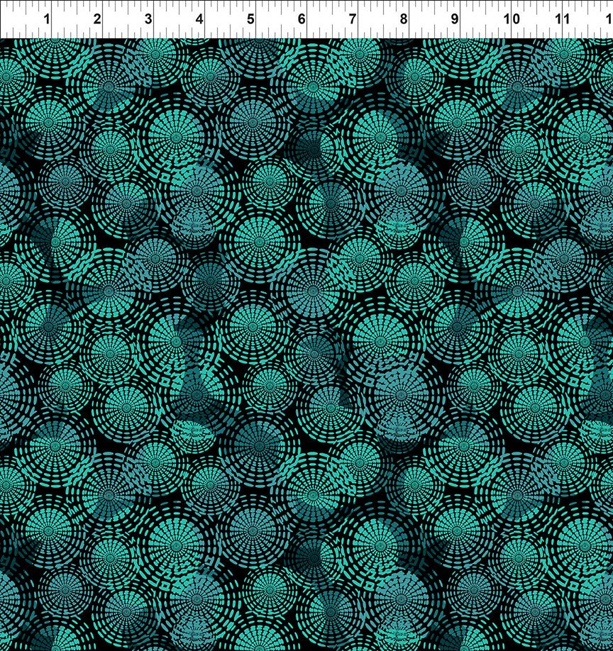 Flock Together Teal Circle Stitch Fabric Yardage