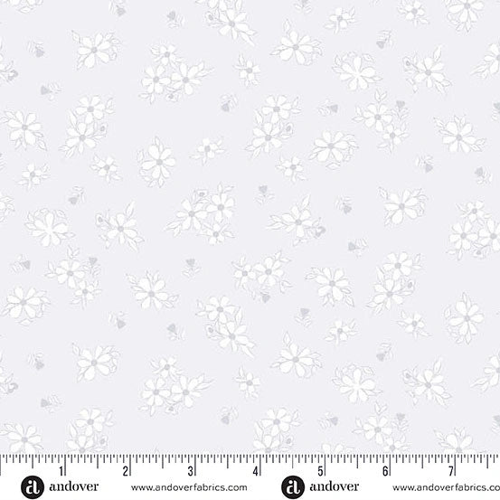 Color Me Whispered Silver Treasure Blooms Fabric Yardage - quilt fabric for sewing and quilting projects