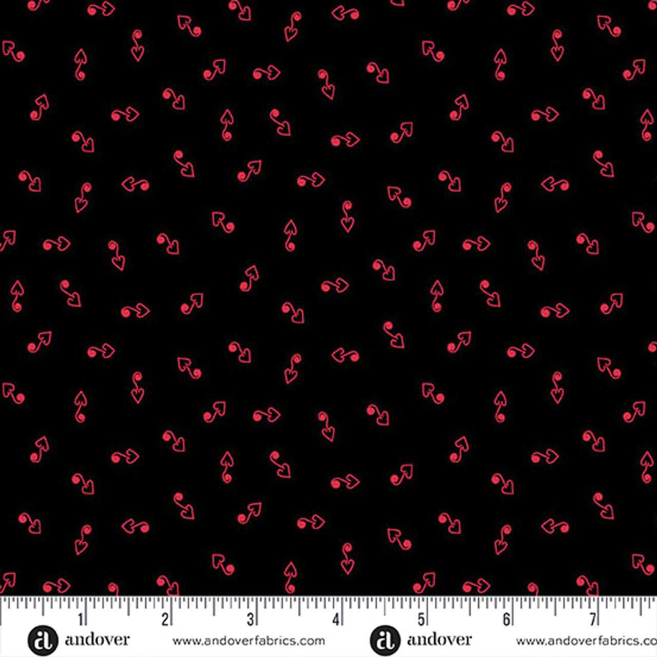 Heart and Soul Black Hook Heart Fabric Yardage